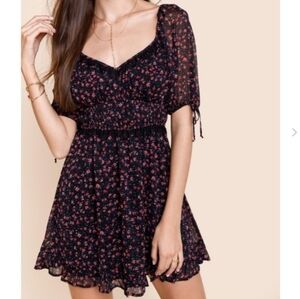 Francesca's Collections Black and Pink Floral Mini Dress